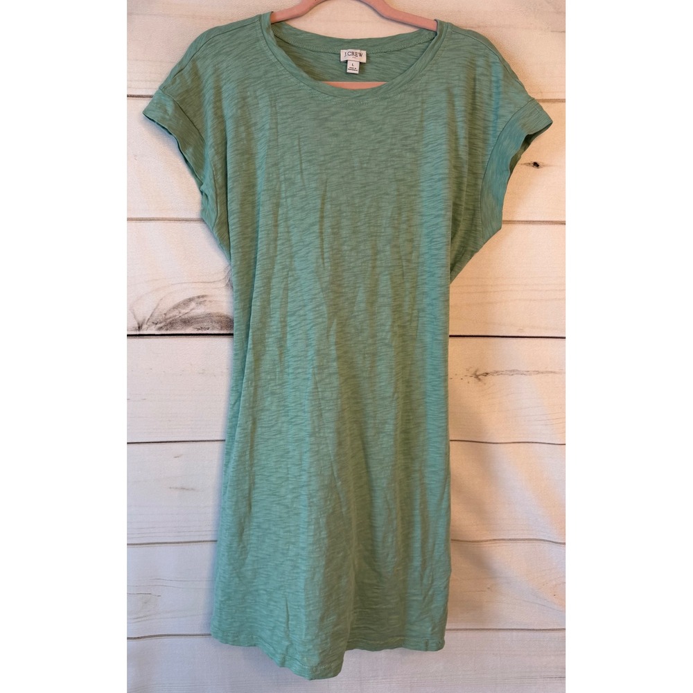 J.Crew Mercantile Sage Green Cotton Slub Tie Back T-Shirt Dress Large L